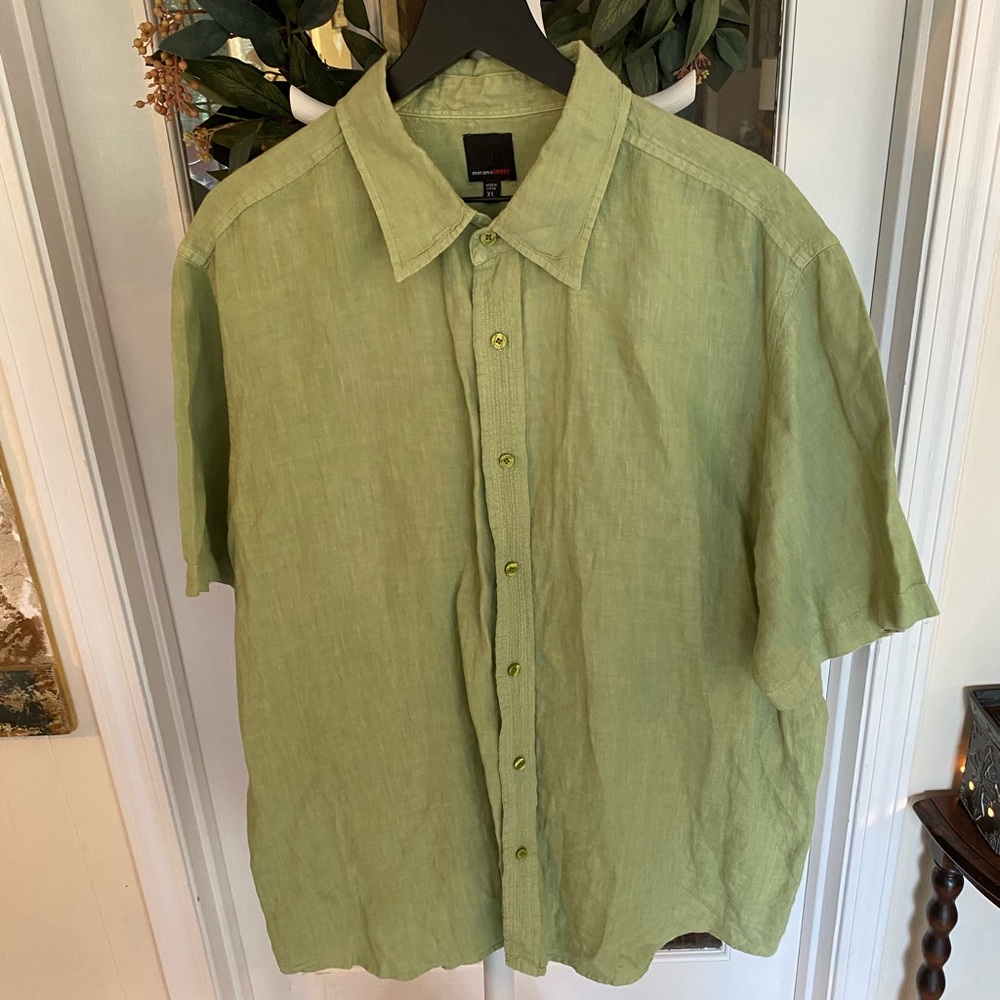 Men’s murano Sport 100% Linen Button Down SS XL